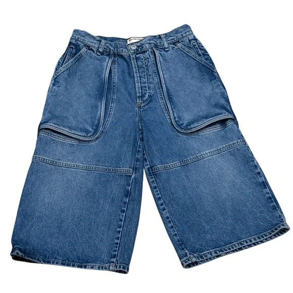 New! Free People Havasu Slouchy Low Rise Crop Utility Cargo Jean Shorts 27 - Picture 5 of 8